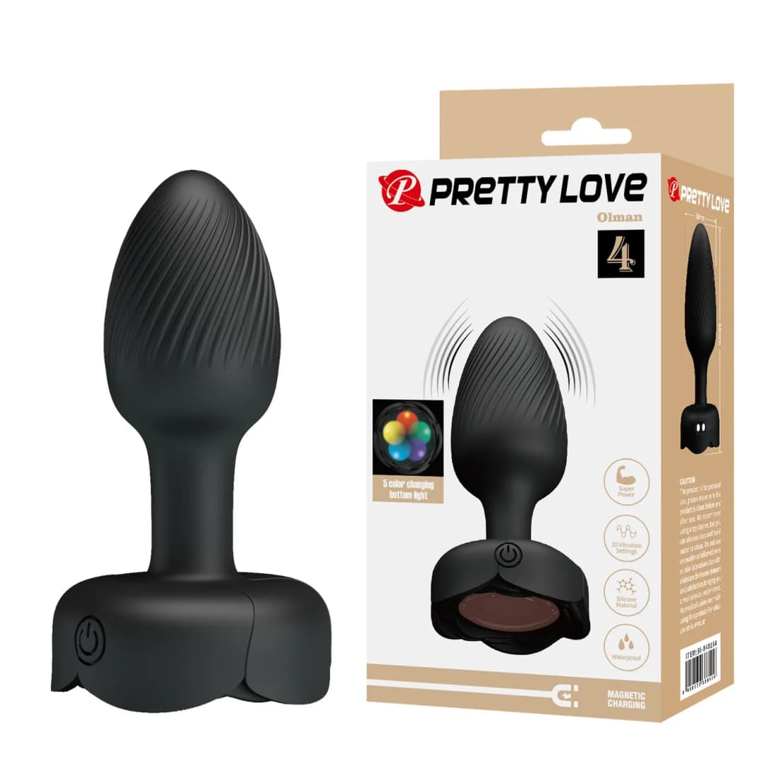 Анальна пробка з вібрацією PRETTY LOVE Olman, 10 Wibracji, Silikon — фото 1